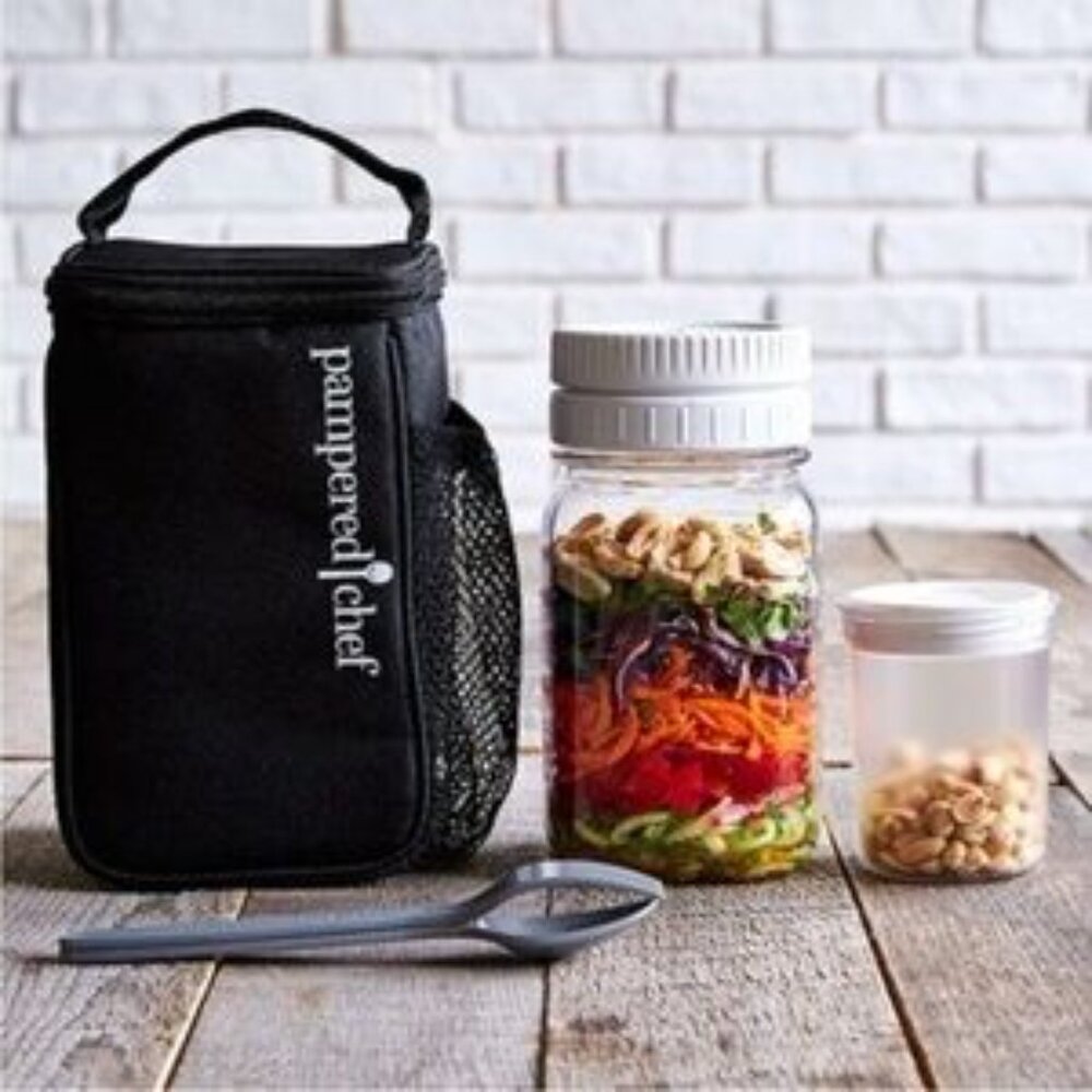 Brand New Pampered Chef Make & Take Mason Jar Salad Set